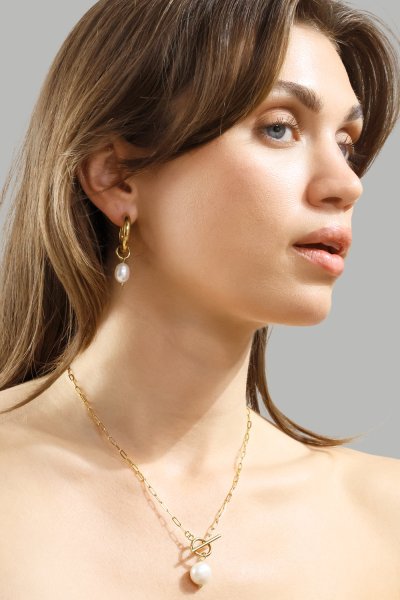 Pendiente Pearl Drop - 18k Chapado en oro