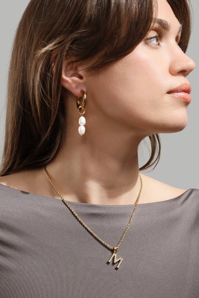 Pendiente Pearl Duo Drop - 18k Chapado en oro