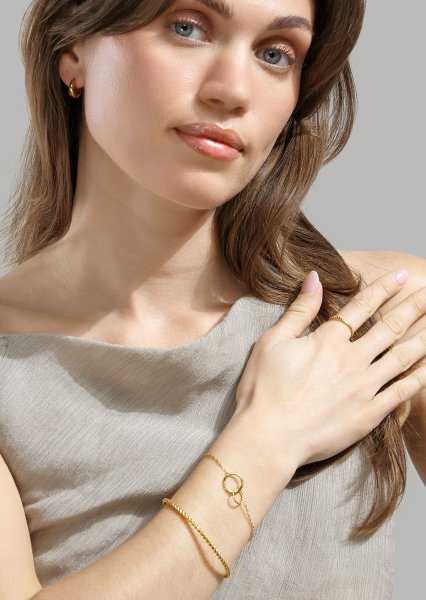 Pulsera Duo Rings - 18k Chapada en oro