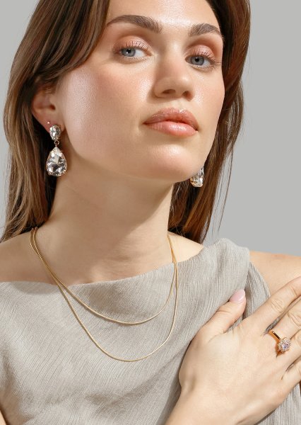Azulora White Pendientes – 18k Chapados en oro