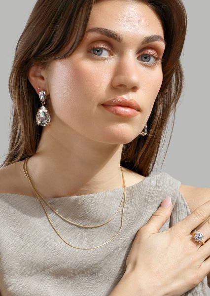 Azulora White Pendientes – 18k Chapados en oro