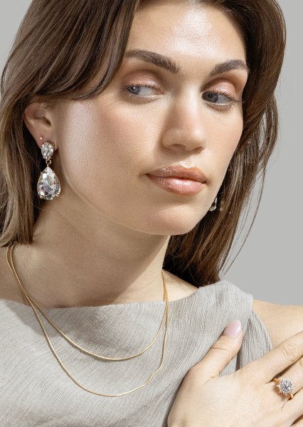 Azulora White Pendientes – 18k Chapados en oro