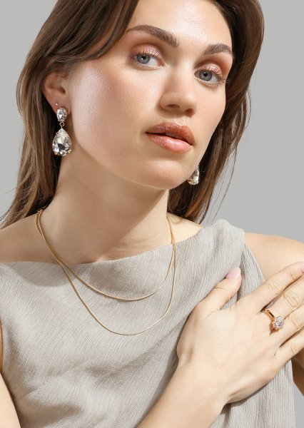 Azulora White Pendientes – 18k Chapados en oro