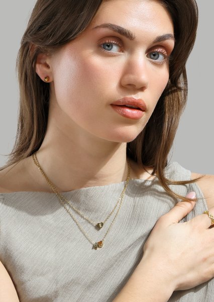 Collar Heart Letter A-N - 18k Chapado en oro