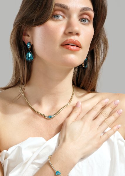 Azulora Icy Blue Pendientes – 18k Chapados en oro