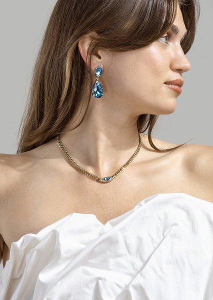 Azulora Icy Blue Pendientes – 18k Chapados en oro