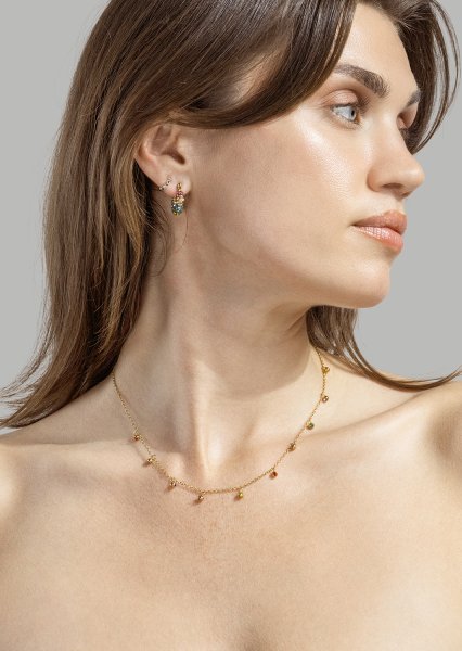Colored Pearl Hoop Pendiente - 18k Chapado en oro
