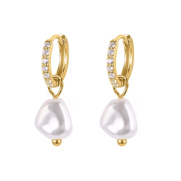 Pearl Charm Pendientes – 18k Chapados en oro