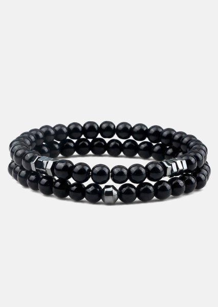 Pulsera de cuentas Obsidian Halo
