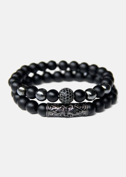 Pulsera de cuentas Obsidian Crown