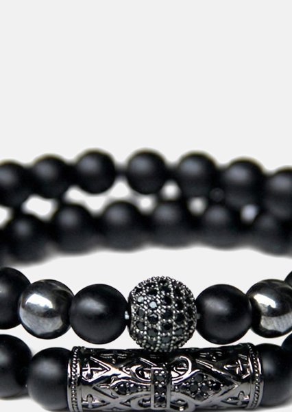 Pulsera de cuentas Obsidian Crown
