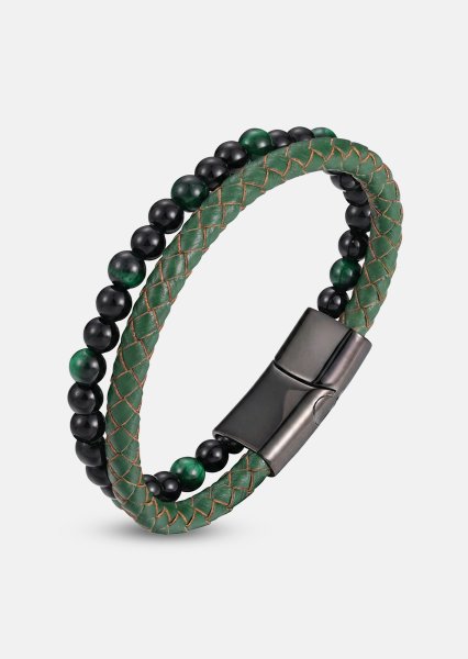 Pulsera de cuero Verdant Veil