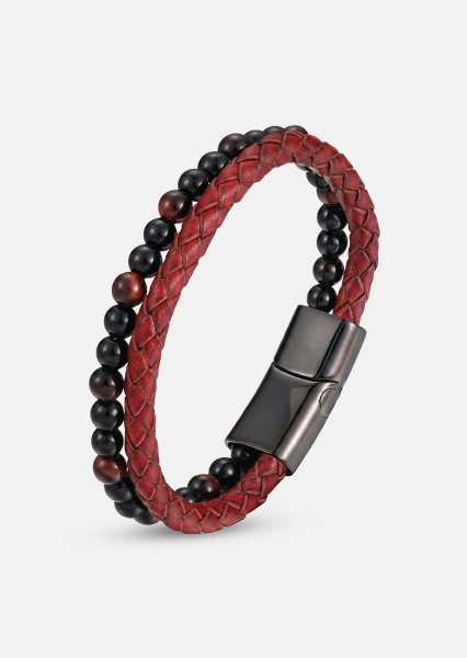 Pulsera de cuero Crimson Nexus