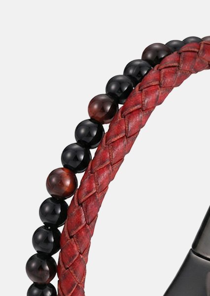Pulsera de cuero Crimson Nexus