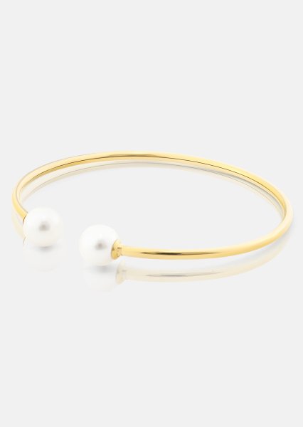Pearl End Cuff Bracelet - 18k Chapada en oro