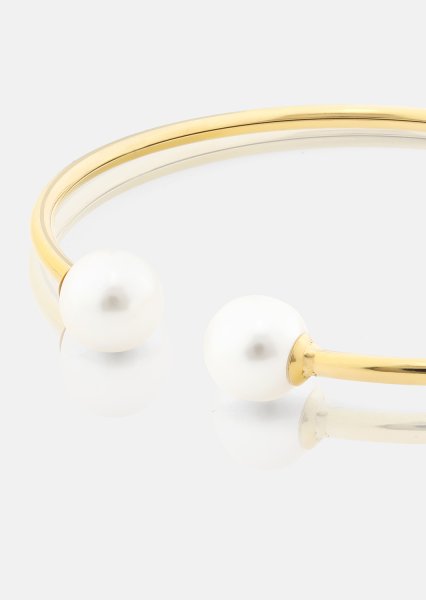 Pearl End Cuff Bracelet - 18k Chapada en oro