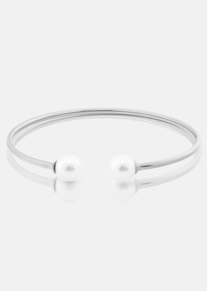 Pearl End Cuff Bracelet - Chapada en plata