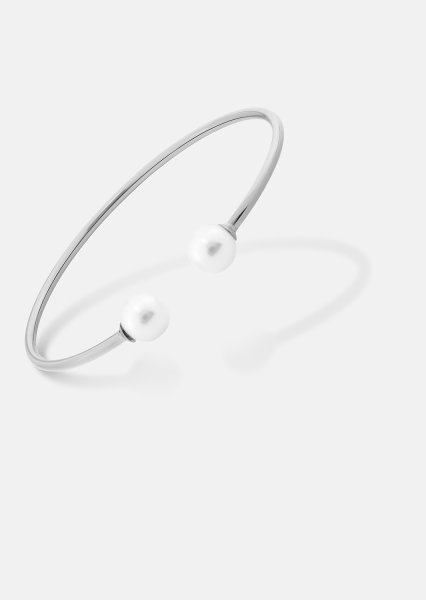 Pearl End Cuff Bracelet - Chapada en plata