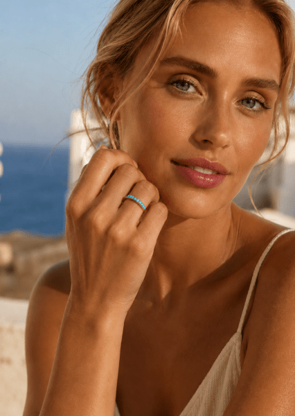 Blue Pearl Elegance Anillo - 18k Chapado en oro