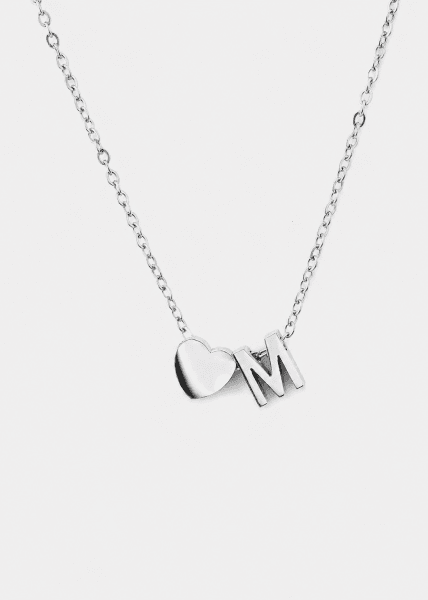 Collar Heart Letter A-N - Chapado en plata