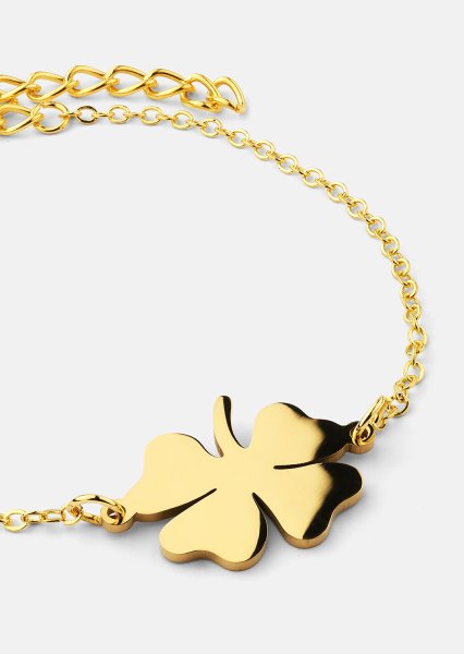 Golden Clover Charm Bracelet - 18k Chapada en oro