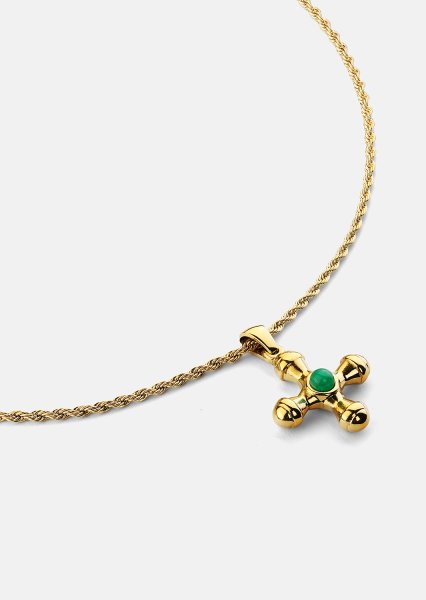 Emerald Cross Green Collar – 18k Chapado en oro