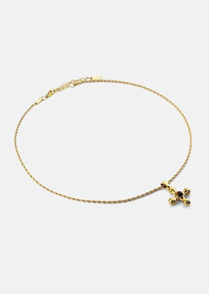 Emerald Cross Brown Collar – 18k Chapado en oro