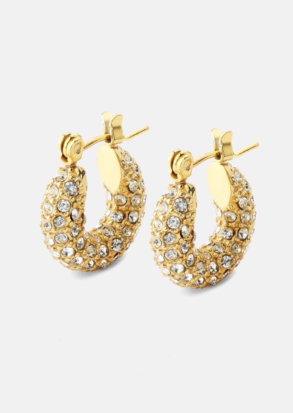 Chunky Pearl Hoop Earrings - 18k Chapados en oro