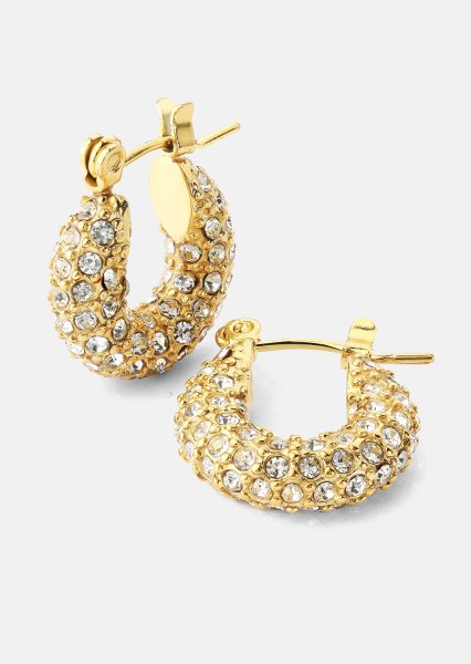Chunky Pearl Hoop Earrings - 18k Chapados en oro