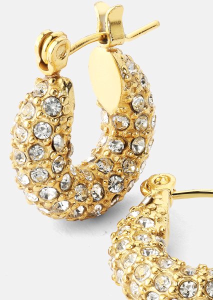 Chunky Pearl Hoop Earrings - 18k Chapados en oro
