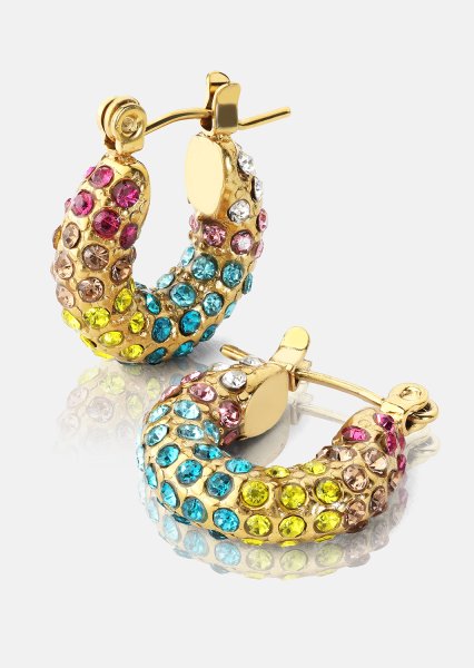 Colored Pearl Hoop Pendiente - 18k Chapado en oro