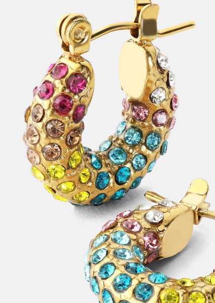 Colored Pearl Hoop Pendiente - 18k Chapado en oro