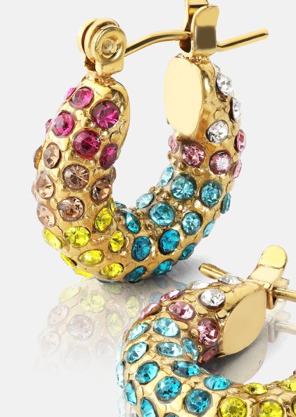 Colored Pearl Hoop Pendiente - 18k Chapado en oro