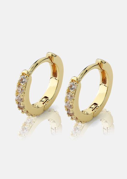 Pendientes Crystal Hoops - 18k Chapados en oro
