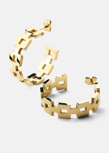 Pendiente GeoHoops - 18k Chapado en oro