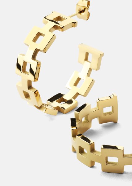 Pendiente GeoHoops - 18k Chapado en oro