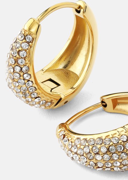 Pendiente White Crystal Bold Hoops - 18k Chapado en oro