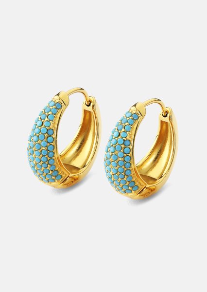 Pendiente Turquoise Crystal Bold Hoops - 18k Chapado en oro
