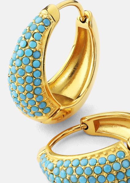 Pendiente Turquoise Crystal Bold Hoops - 18k Chapado en oro