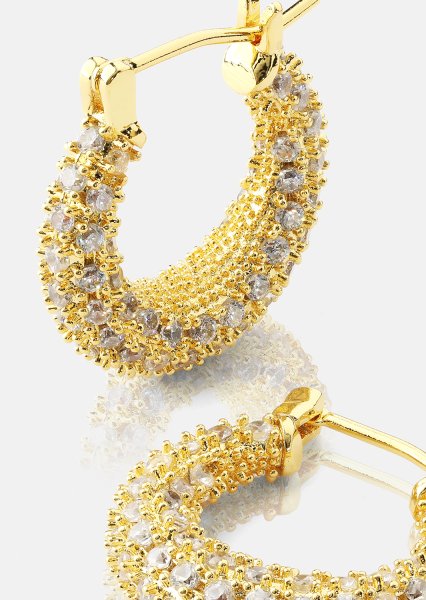 Pendiente Crystal Circle - 18k Chapado en oro
