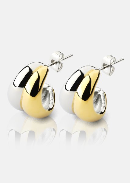 Pendiente Dual Wave - 18k Chapado en oro