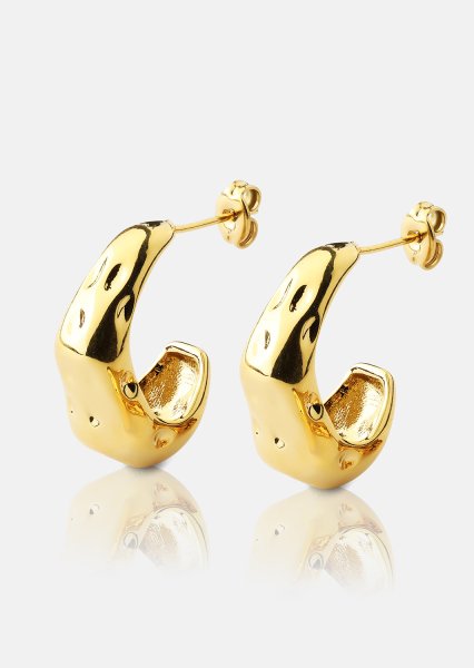 Pendientes Molten Hoop – 18k Chapados en oro