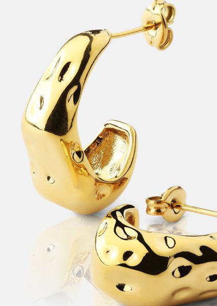 Pendientes Molten Hoop – 18k Chapados en oro
