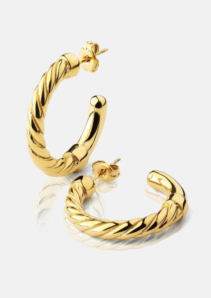 Pendientes Twistade Hoops – 18k Chapados en oro