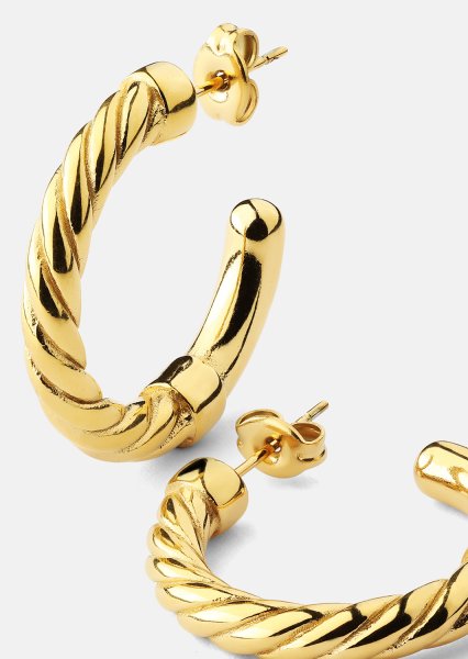 Pendientes Twistade Hoops – 18k Chapados en oro