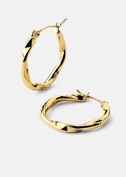 Twist Glow Hoops - 18k Pendientes Dorados