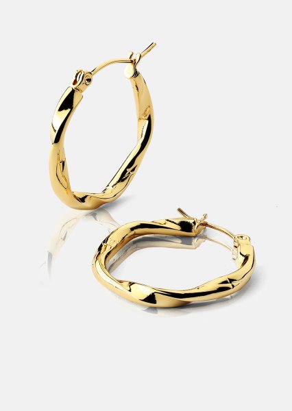 Twist Glow Hoops - 18k Pendientes Dorados