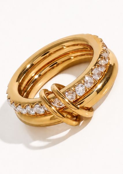 Anillo Stacked Crystal - Chapado en oro de 18k