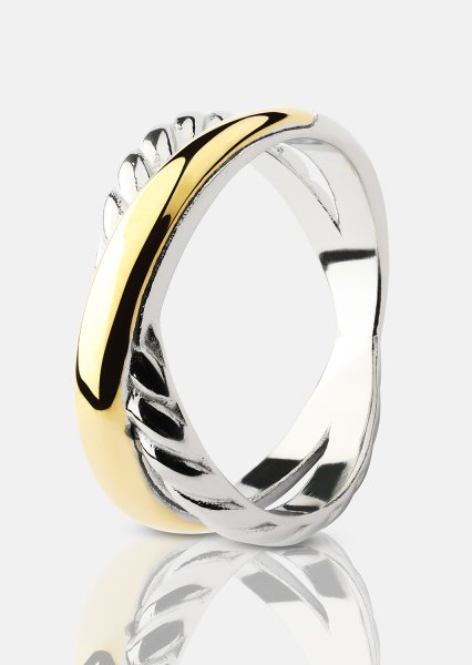 Anillo Golden Silver Twist - 18k Chapado en oro