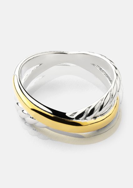 Anillo Golden Silver Twist - 18k Chapado en oro